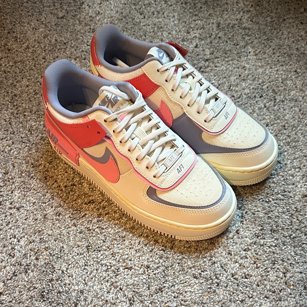 Nike Air Force 1 Cream and Red Sneakers